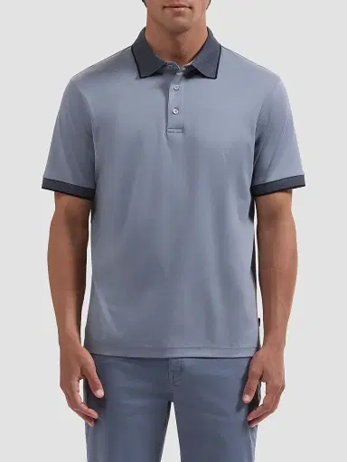 Bugatchi Men's Contrast Collar Cotton Polo Shirt | Thumbnail 4 Bugatchi Men's Contrast Collar Cotton Polo Shirt | Thumbnail 4