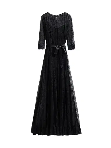 Teri Jon by Rickie Freeman Women's Pintuck Lace Gown | Thumbnail 1 Teri Jon by Rickie Freeman Women's Pintuck Lace Gown | Thumbnail 1