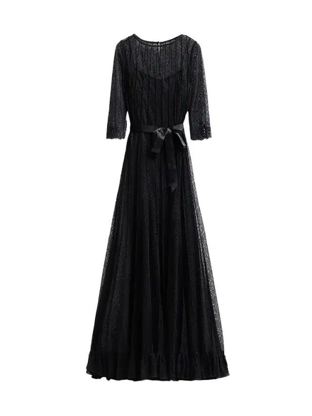 Teri Jon by Rickie Freeman Women's Pintuck Lace Gown - Black