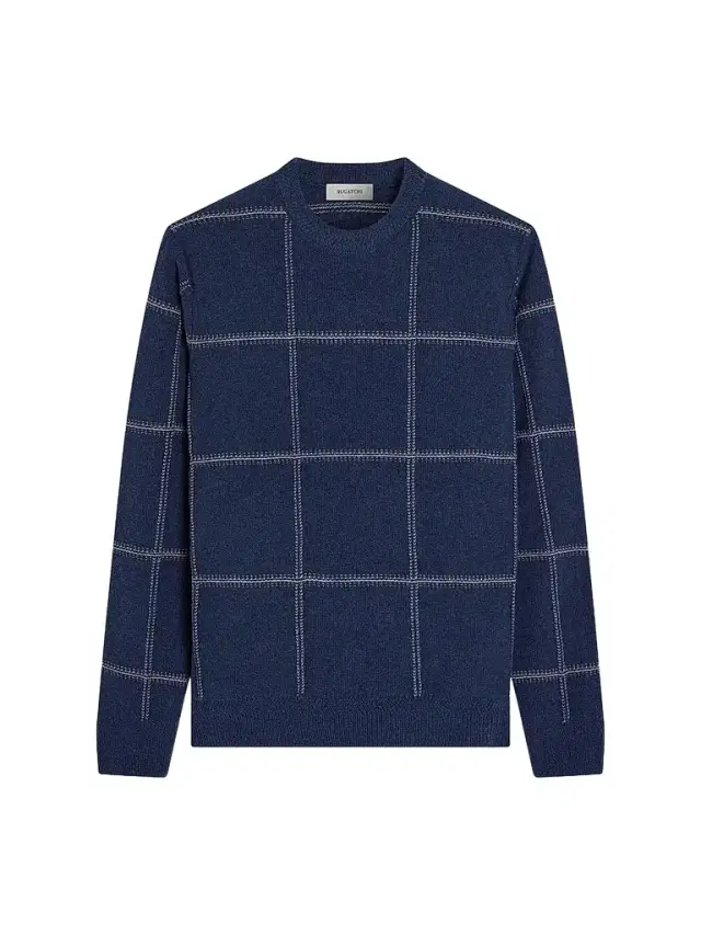 Bugatchi Men's Plaid Wool-Cotton Crewneck Sweater - Ink - Size XXL