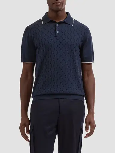 Bugatchi Men's Argyle-Stitched Polo Sweater - Navy | Thumbnail 4 Bugatchi Men's Argyle-Stitched Polo Sweater - Navy | Thumbnail 4