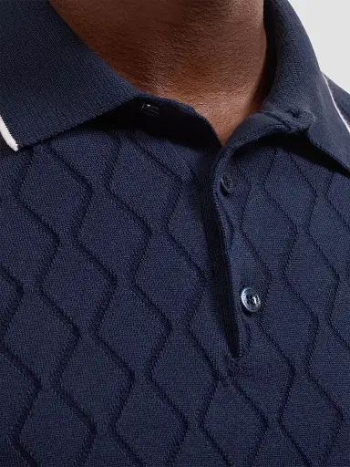 Bugatchi Men's Argyle-Stitched Polo Sweater - Navy | Thumbnail 5 Bugatchi Men's Argyle-Stitched Polo Sweater - Navy | Thumbnail 5
