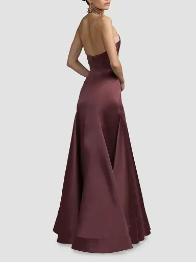 Mac Duggal Women's Beaded Satin Sleeveless Godet Gown | Thumbnail 2