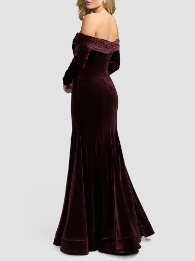Mac Duggal Women's Velvet Off-The-Shoulder Mermaid Gown - Wine | Thumbnail 2 Mac Duggal Women's Velvet Off-The-Shoulder Mermaid Gown - Wine | Thumbnail 2