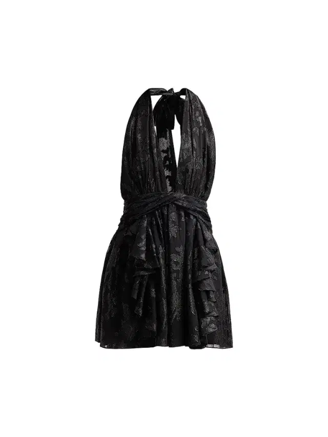 Ramy Brook Women's Olivia Flocked Halterneck Mini Dress - Black Jacquard