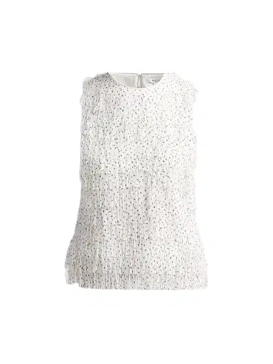 Milly Women's Royce Polka Dot Fringe Top - White Black | Thumbnail 1