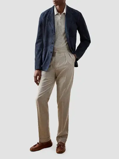 Ralph Lauren Purple Label Men's Warm Weather Long-Sleeve Polo Shirt - Grey Multi | Thumbnail 8