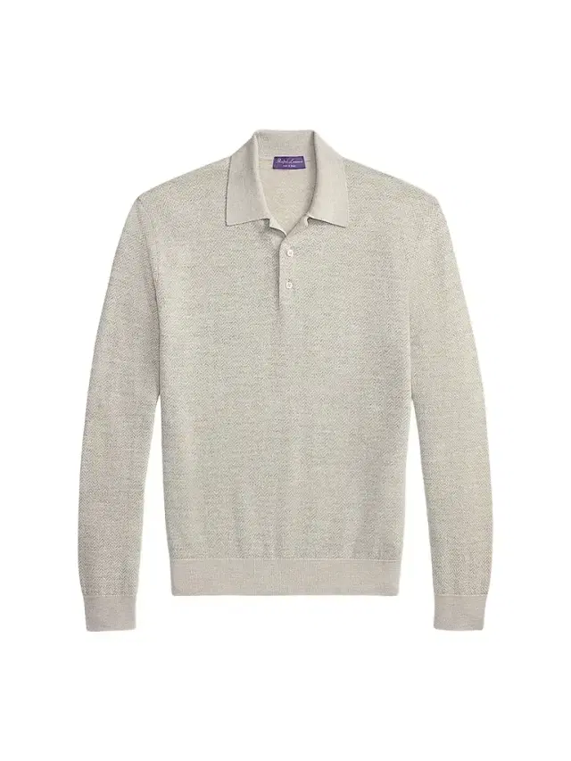 Ralph Lauren Purple Label Men's Warm Weather Long-Sleeve Polo Shirt - Grey Multi
