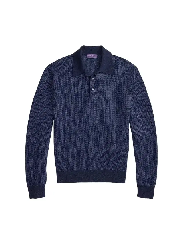 Ralph Lauren Purple Label Men's Warm Weather Long-Sleeve Polo Shirt - Navy Multi - Size XXL