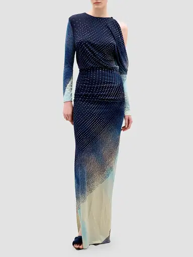 Silvia Tcherassi Women's Zaid Printed Jersey Maxi Dress - Navy - Size Small | Thumbnail 2