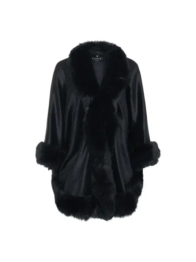 Gorski Women's Select Cashmere Capelet with Merinillo Shearling Lamb Trim - Black