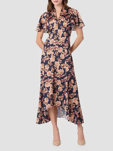 Shoshanna Women's Cinnie Floral Slip Midi Shirtdress - Navy Multi | Thumbnail 2