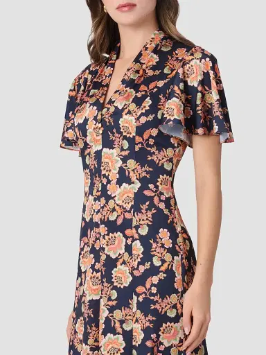Shoshanna Women's Cinnie Floral Slip Midi Shirtdress - Navy Multi | Thumbnail 4