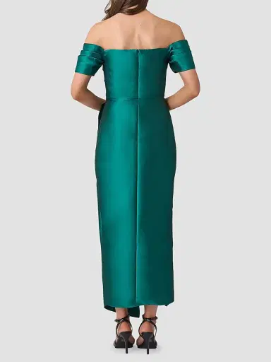 Shoshanna Women's Crowley Satin Off-the-Shoulder Cocktail Dress - Emerald | Thumbnail 3