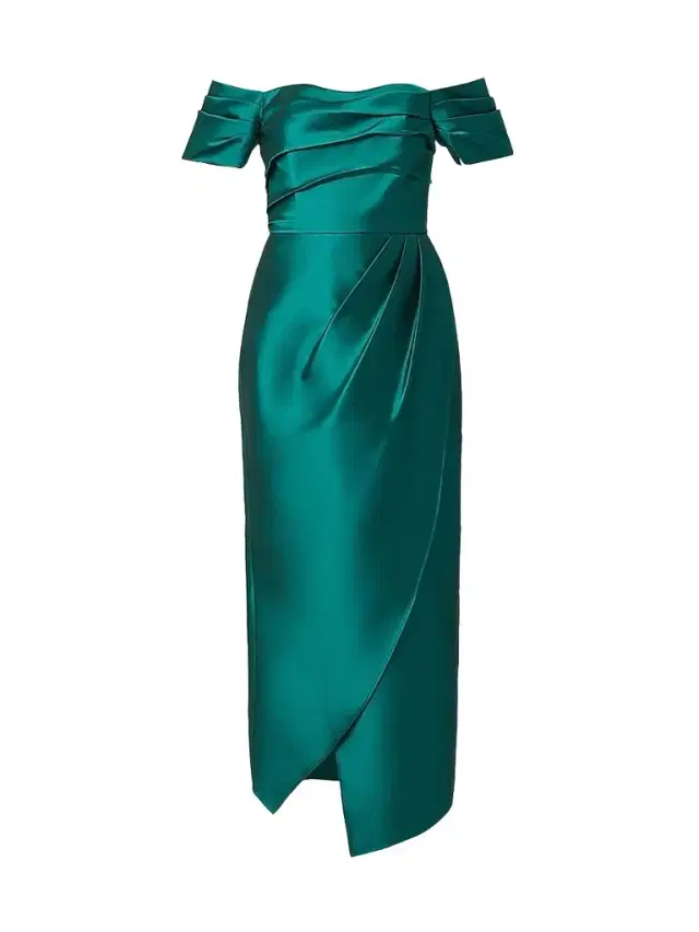 Shoshanna Women's Crowley Satin Off-the-Shoulder Cocktail Dress - Emerald