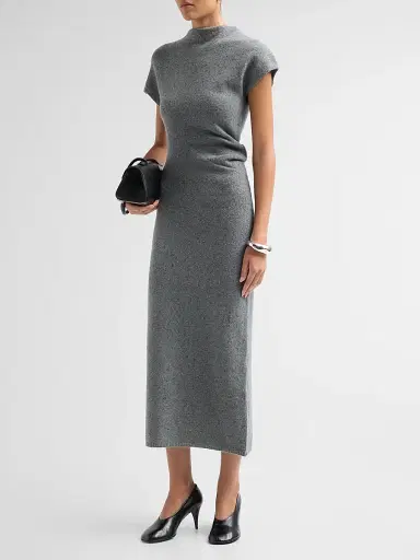 Proenza Schouler Women's Abie Donegal-Knit Wool Midi Dress - Blue Multi - Size XL | Thumbnail 4