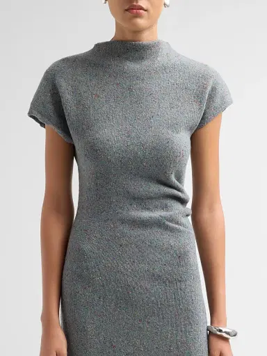 Proenza Schouler Women's Abie Donegal-Knit Wool Midi Dress - Blue Multi - Size XL | Thumbnail 5