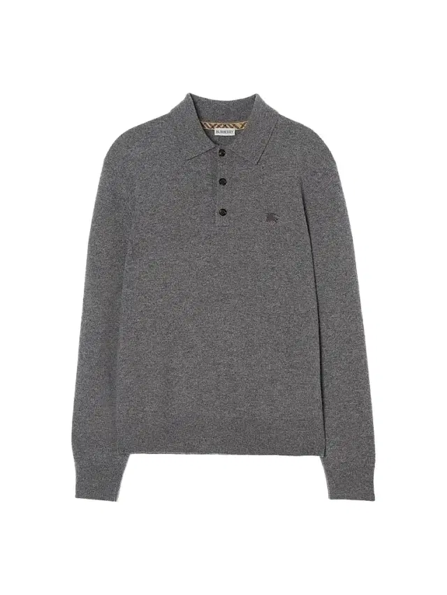 Burberry Men's Carson EKD Cashmere-Blend Polo Shirt - Grey - Size XL