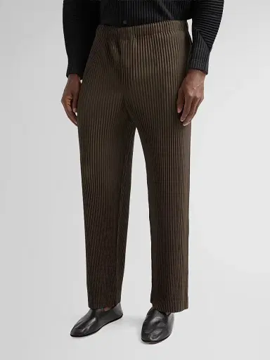 Homme Plissé Issey Miyake Men's Pleated Knit Pants - Shade Grayish Brown | Thumbnail 4