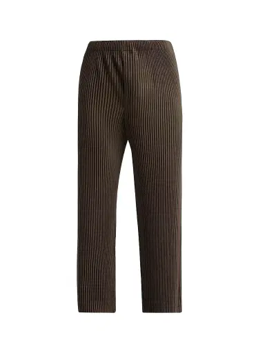 Homme Plissé Issey Miyake Men's Pleated Knit Pants - Shade Grayish Brown | Thumbnail 1