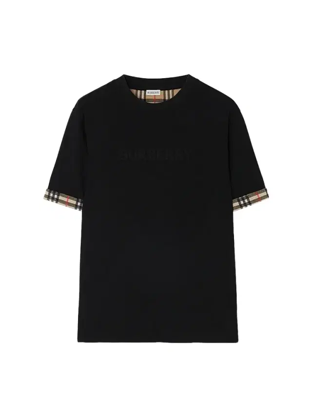 Burberry Men's Ryan Check-Cuff Cotton Crewneck T-Shirt - Black