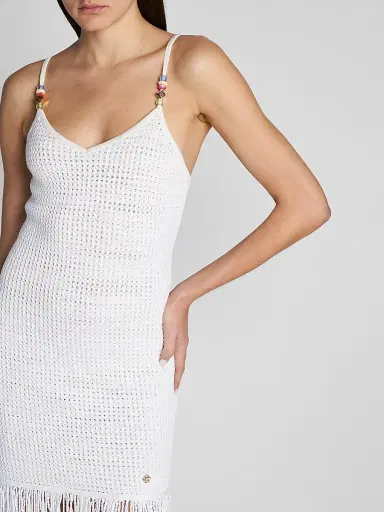 Casablanca Women's Perforated Cotton-Blend Knit Fringe Minidress | Thumbnail 5 Casablanca Women's Perforated Cotton-Blend Knit Fringe Minidress | Thumbnail 5