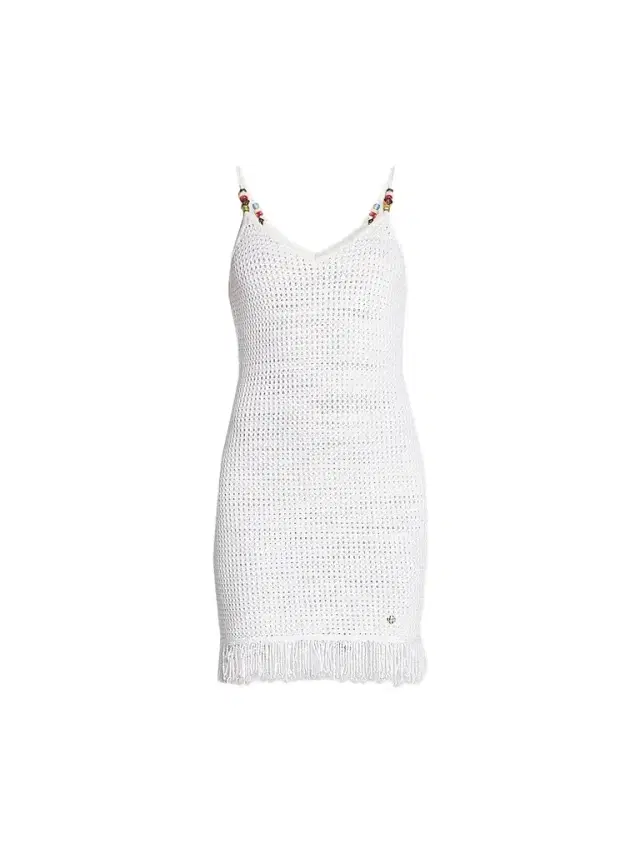 Casablanca Women's Perforated Cotton-Blend Knit Fringe Minidress - White