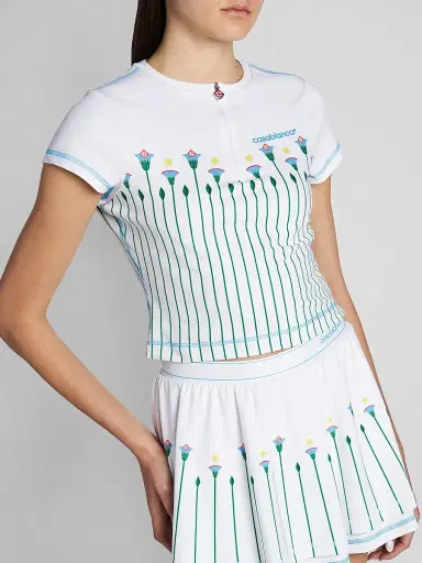 Casablanca Women's Floral Quarter-Zip Tennis Top | Thumbnail 5 Casablanca Women's Floral Quarter-Zip Tennis Top | Thumbnail 5