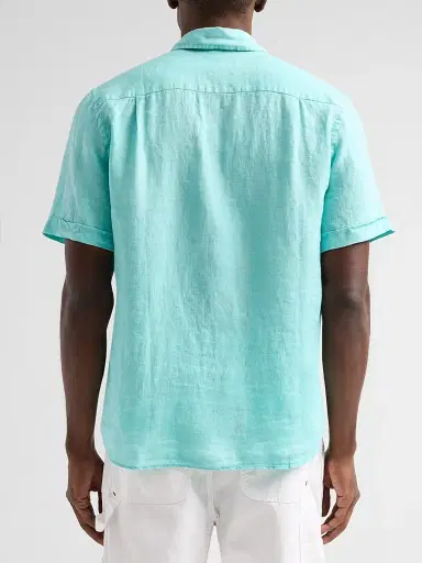 Vilebrequin Men's Mineral-Dye Linen Short-Sleeve Shirt - Aventurine | Thumbnail 3
