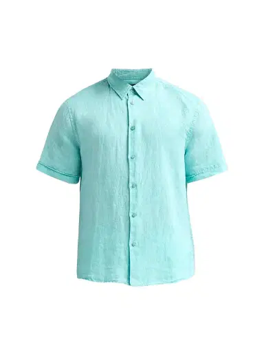 Vilebrequin Men's Mineral-Dye Linen Short-Sleeve Shirt - Aventurine | Thumbnail 1