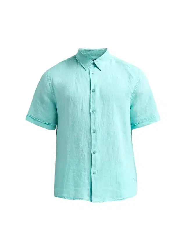 Vilebrequin Men's Mineral-Dye Linen Short-Sleeve Shirt - Aventurine