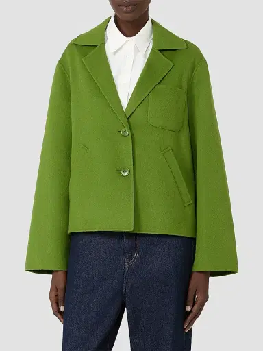 Weekend Max Mara Women's Double Wool Cropped Jacket - Green | Thumbnail 3
