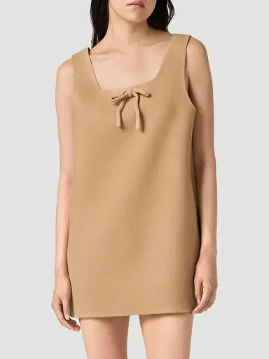 Miu Miu Women's Waxed Double Wool Dress - Brown | Thumbnail 2