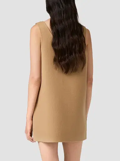 Miu Miu Women's Waxed Double Wool Dress - Brown | Thumbnail 4