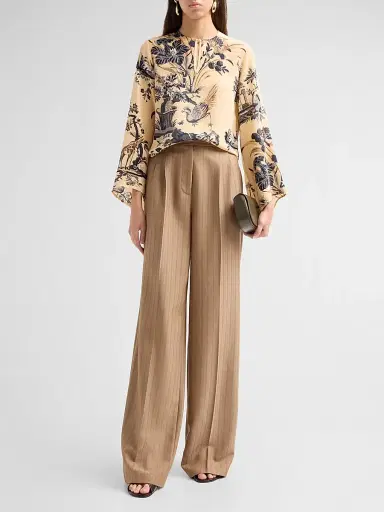 Etro Women's Printed Silk Keyhole Blouse - Printed Beige | Thumbnail 2