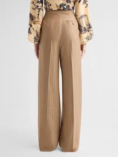 Etro Women's Grid Wool Straight Trousers - Mustard | Thumbnail 3