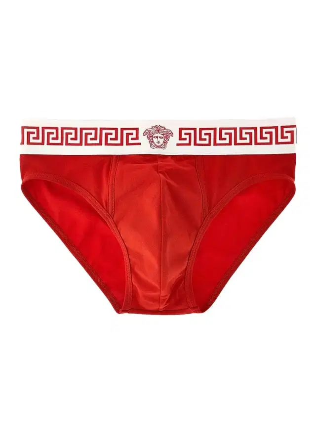 Versace Men's Medusa Head Greco-Trim Jersey Brief - Rosso Bianco Rosso - Size XXL