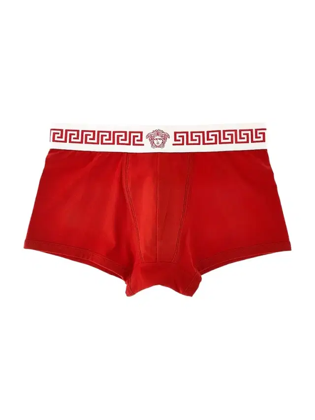 Versace Men's Medusa Head Greco-Trim Jersey Trunk Brief - Rosso Bianco Rosso