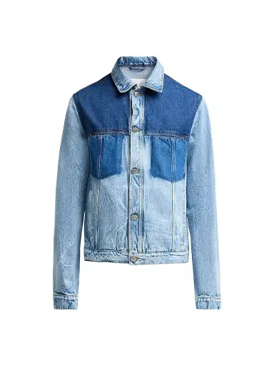 Maison Margiela Men's Contrast Panel Denim Trucker Jacket - Shades Of Indigo Blue | Thumbnail 1