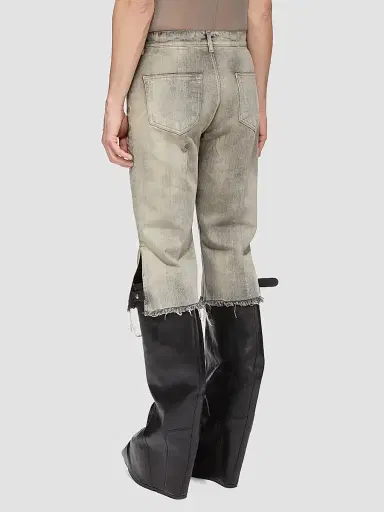 Rick Owens Men's Bolan Cotton Denim Cutoff Shorts - Mineral | Thumbnail 3