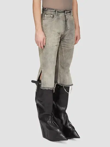Rick Owens Men's Bolan Cotton Denim Cutoff Shorts - Mineral | Thumbnail 4