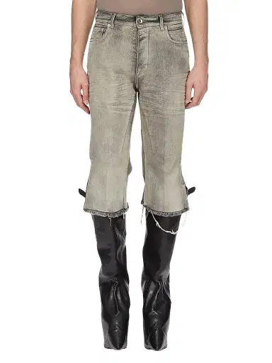 Rick Owens Men's Bolan Cotton Denim Cutoff Shorts - Mineral | Thumbnail 1