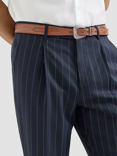 Brunello Cucinelli Men's Super 150s Virgin Wool Wide Chalk Stripe Batavia Trousers with Pleats | Thumbnail 6 Brunello Cucinelli Men's Super 150s Virgin Wool Wide Chalk Stripe Batavia Trousers with Pleats | Thumbnail 6