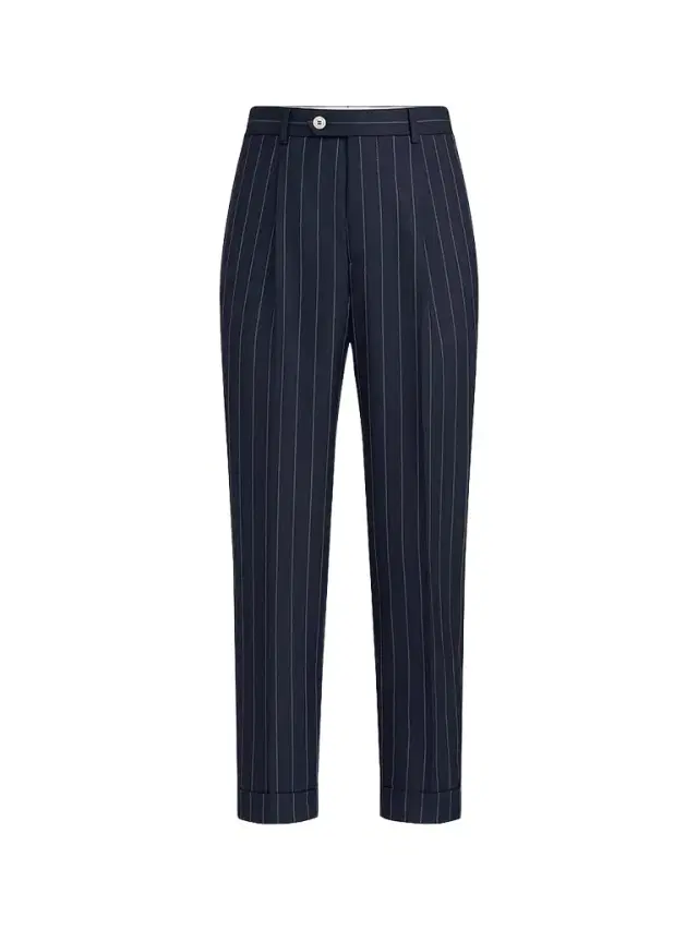 Brunello Cucinelli Men's Super 150s Virgin Wool Wide Chalk Stripe Batavia Trousers with Pleats