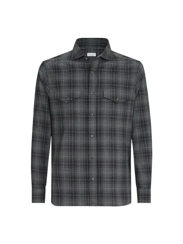 Brunello Cucinelli Men's Cotton Madras Western Shirt