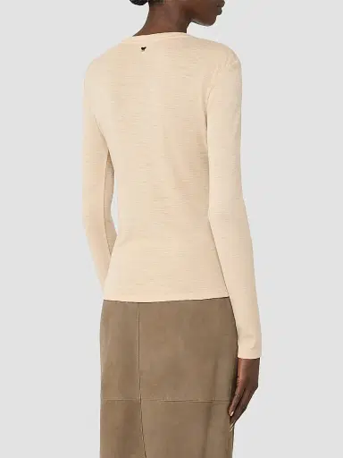 Weekend Max Mara Women's Wool and Silk Gauze Jersey T-Shirt - Beige | Thumbnail 4