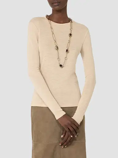 Weekend Max Mara Women's Wool and Silk Gauze Jersey T-Shirt - Beige | Thumbnail 5