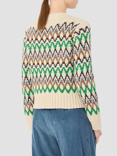 Weekend Max Mara Women's Jacquard Wool and Cashmere Sweater - Green | Thumbnail 4