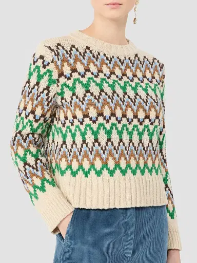 Weekend Max Mara Women's Jacquard Wool and Cashmere Sweater - Green | Thumbnail 5
