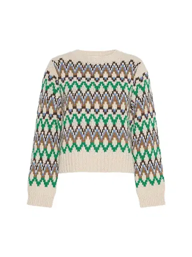 Weekend Max Mara Women's Jacquard Wool and Cashmere Sweater - Green | Thumbnail 1